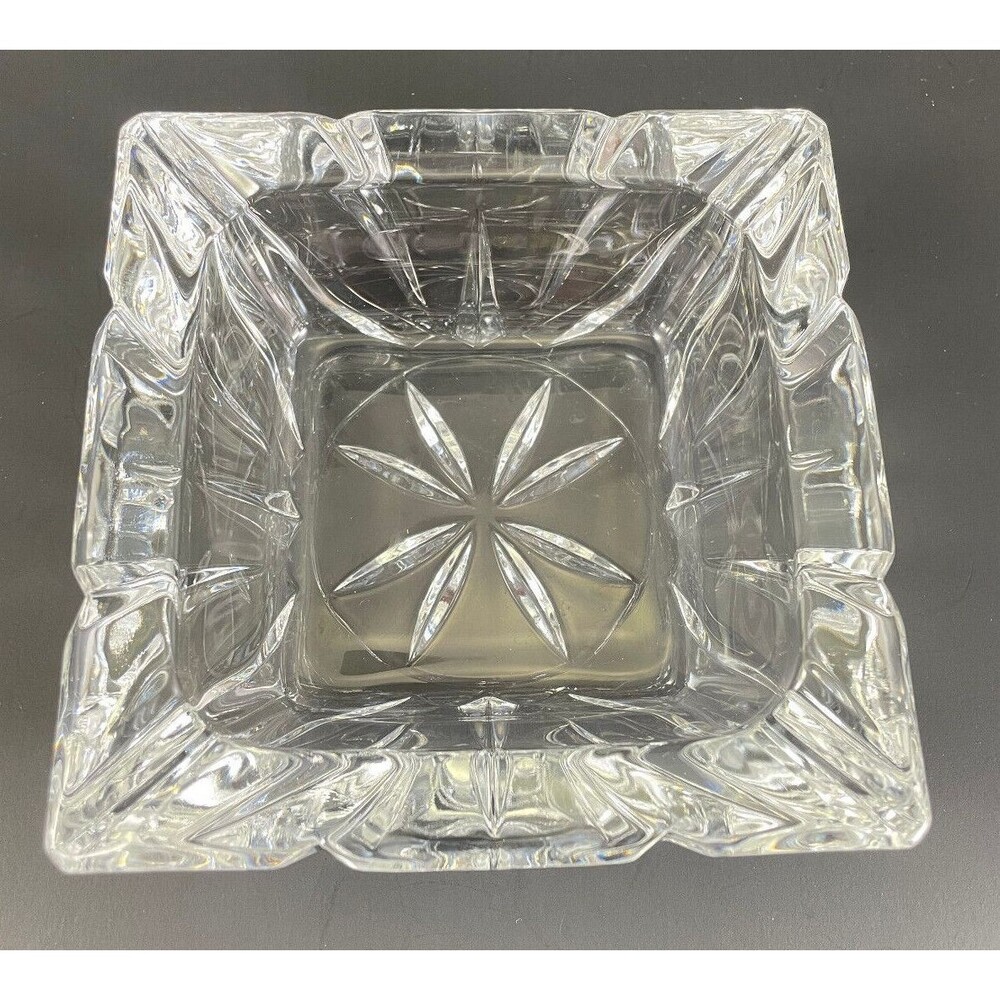 Square Lead Crystal Ashtray Cristal d’Arques Clear Glass France 5.5" HEAVY
